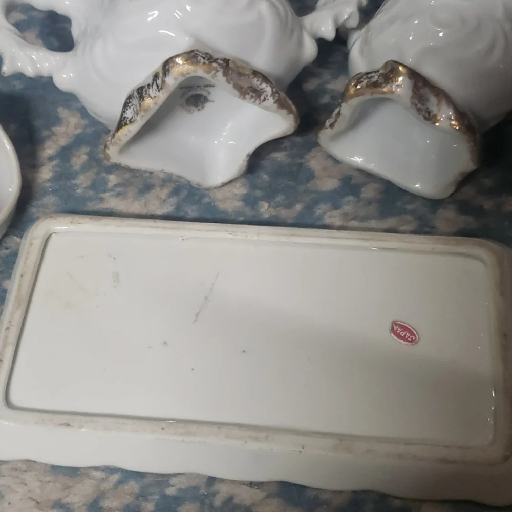 LEFTON CHINA CREAMER, SUGAR DISH AND LID WITH TRAY